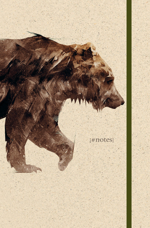 Natur verlag Bear Notizbuch – 130 × 210 mm – blanko – 90 g/m² – Hardcover, Gummiband, Lesebändchen, khaki, FSC