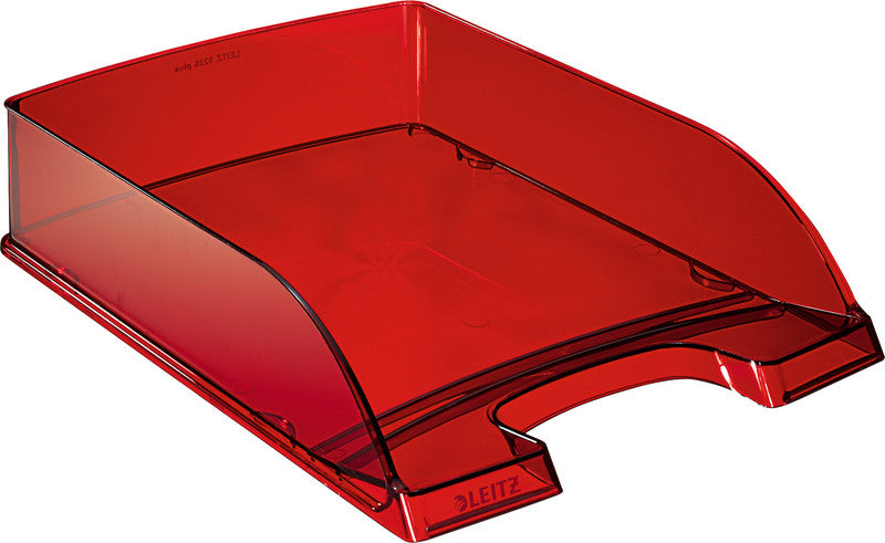 Leitz Stapelbarer Briefkorb mit Griffausschnitt, Beschriftungsfeld, glänzend, rot, B 255 × H 70 × T 357 mm