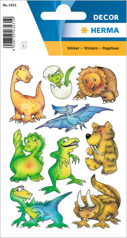 HERMA Schmucketiketten, Dinosaurier – 84 × 120 mm – mehrfarbig – 27 Stk.