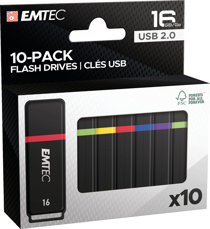 Emtec K100 Mini USB-Stick – 16 GB, USB 2.0, 10er-Pack
