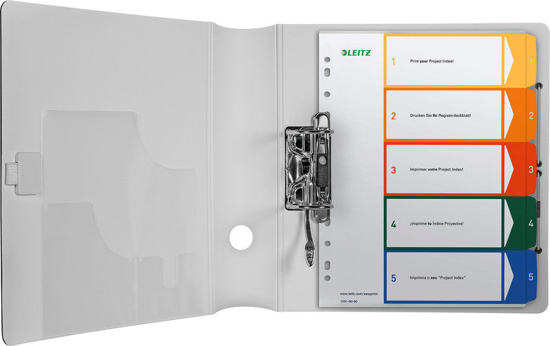Leitz Register – A4, 5-teilig, PP, farbig, vorgedruckt, 11-fach gelocht, für Zeigebuchtaschen