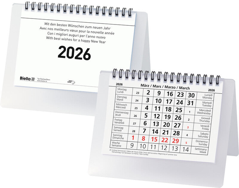 Biella Kalender-Einlage – 1 Monat/1 Seite, 14,8 × 10,5 cm, 2026, FSC