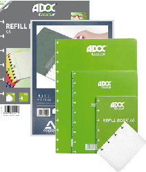 Adoc Notizbuch-Einlagen A4, liniert, spezielle Perforierung, 90 g/m² – 72 Blatt