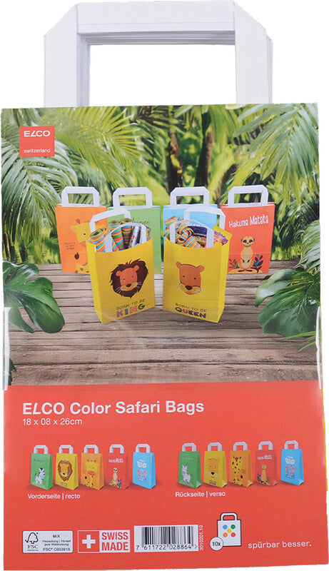 Elco Geschenktasche Safari, sortierte Motive, matt – 180 × 260 × 80 mm – 10 Stk.