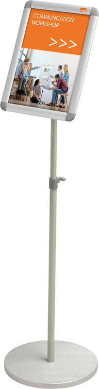 Nobo Infoständer Premium Plus – für A4 Hoch-/Querformat, silber/hellgrün, Metall, 300×300×850 mm
