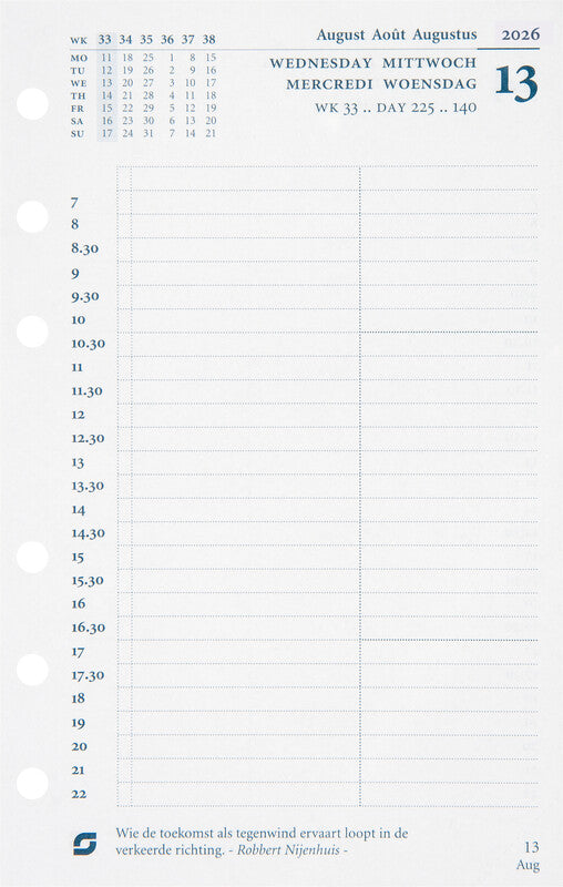 Succes Kalender-Einlage – 1 Tag/Seite, 6-fach, 9,5 × 15 cm, 2026