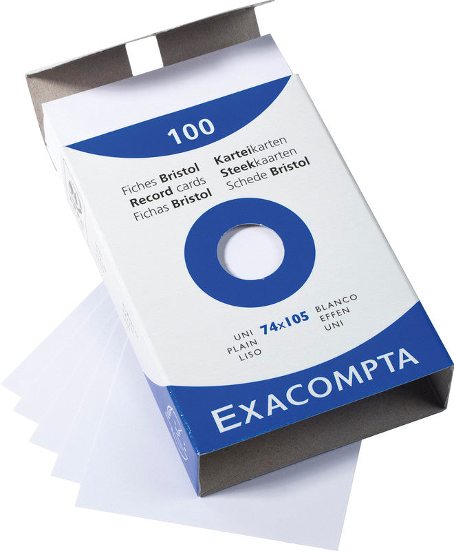 Exacompta Karteikarte A7 quer, blanko, weiss, 205 g/m², Karteikarton – 100 Stück