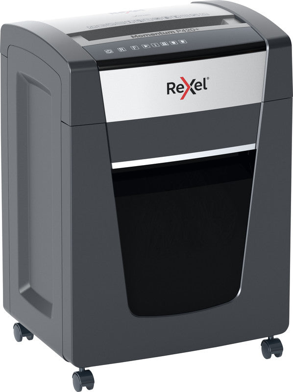Rexel Momentum P420+ – Aktenvernichter, DIN P-4, Partikelschnitt 4 × 35 mm, 20 Blatt, 30 l, A4