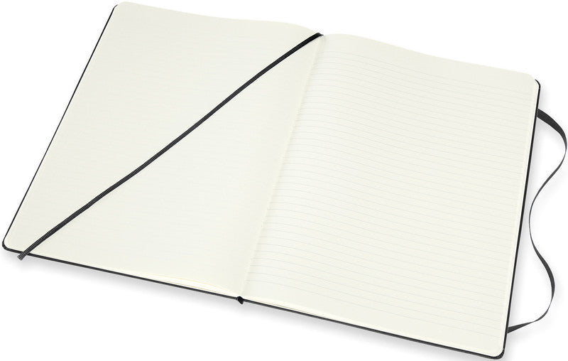 Moleskine Notizbuch, 190 × 250 mm, blanko, liniert, Leimbindung, Hardcover, 192 Seiten, 70 g/m² – schwarz