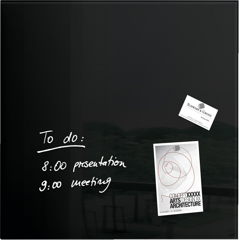 Sigel Whiteboard – 48 × 48 cm, Glas, magnetisch, Wandmontage, inkl. Magnete, Montagesatz