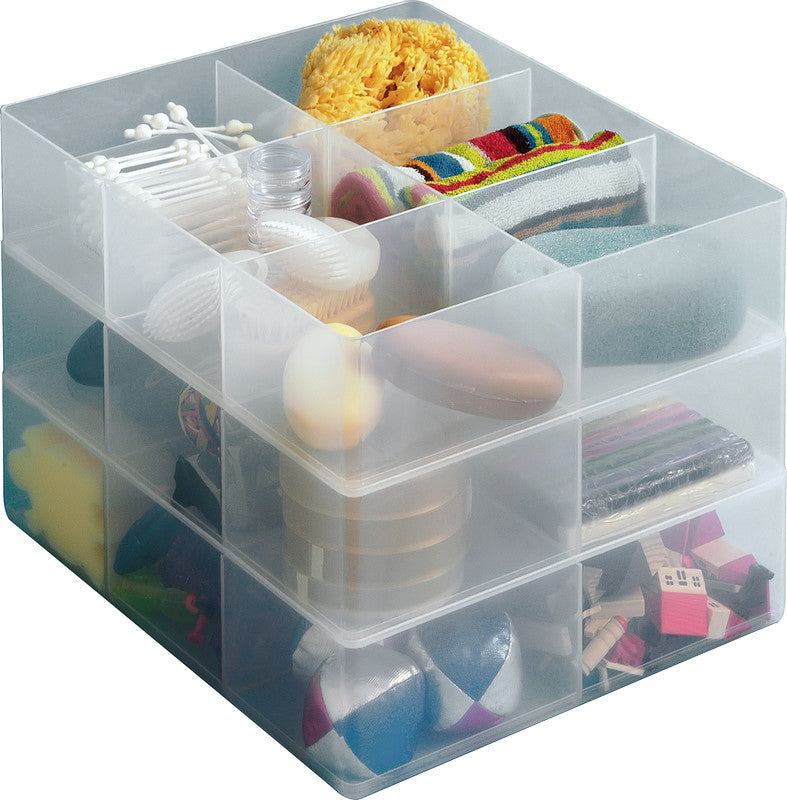 Really Useful Boxes Einsatz für Ordnungsboxen, 375 × 310 × 90 mm, Kunststoff (PP), transparent, 6 Fächer