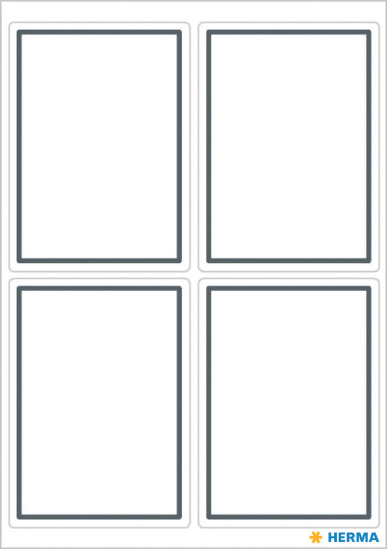 HERMA Vario Schuletiketten – Motiv Rahmen grau – 40 × 55 mm, 24 Stk, 6 Bogen, Papier, permanent haftend