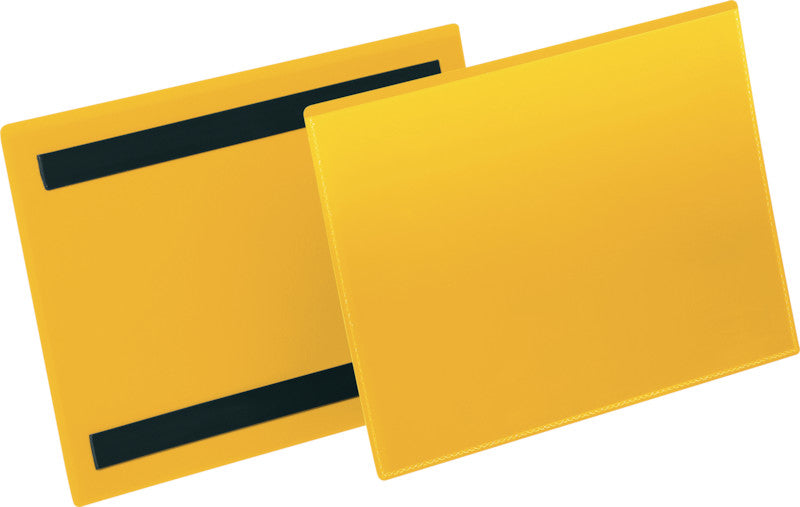 Durable Kennzeichnungstaschen – 148 × 210 mm, gelb, wiederablösbar, magnetisch, 50er-Pack