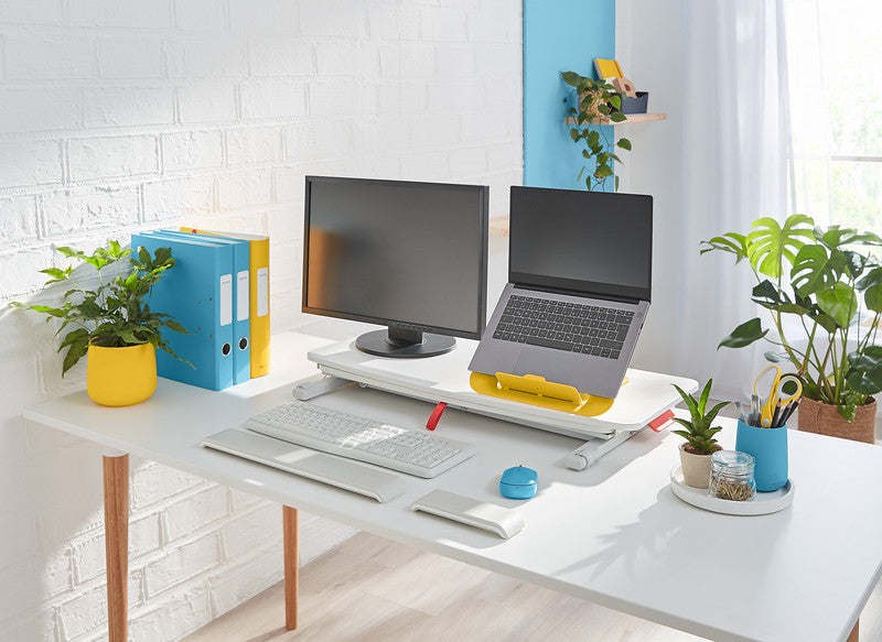Leitz Stehtisch – 42 × 80 × 7,2-38 cm – grau – höhenverstellbar