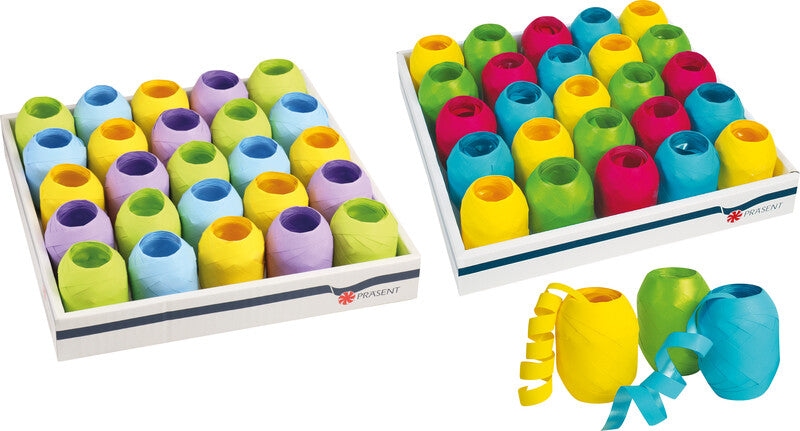 Präsent Geschenkband Eiknäuel – Opak – 10 mm × 20 m – Kunststoff, sortiert