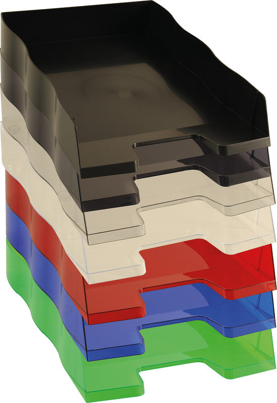Styro Briefkorb – mit Beschriftungsfeld, hochglänzend, transluzentes Anthrazit, B 255 × H 62 × T 355 mm