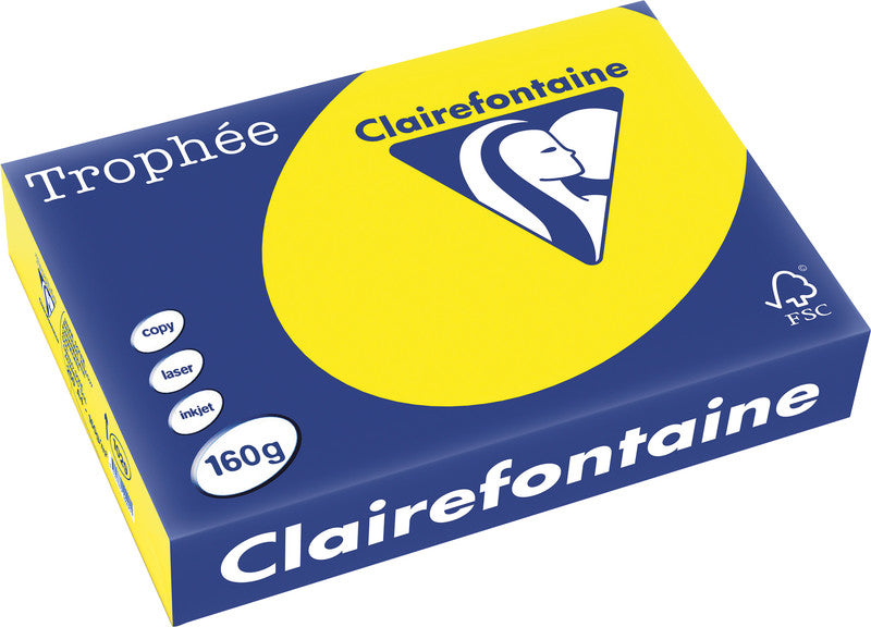 Clairefontaine Kopierpapier – A4, 160 g/m², Kanariengelb – für Drucker und Kopierer – 250 Blatt