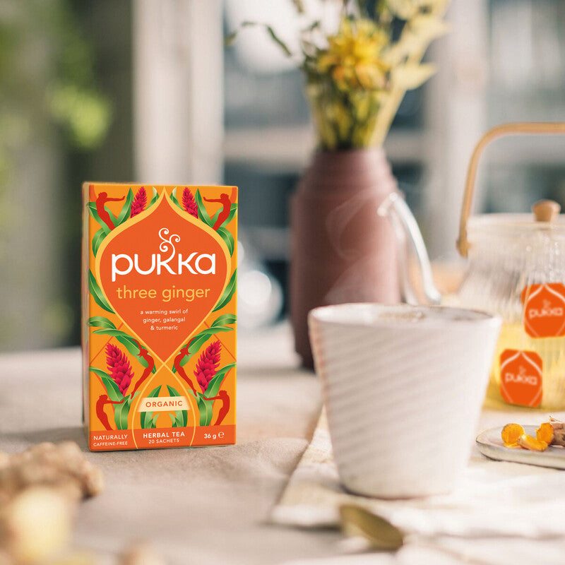 Pukka Teebeutel – Three Ginger – Kräutertee, Bio, kompostierbar – 20 Beutel