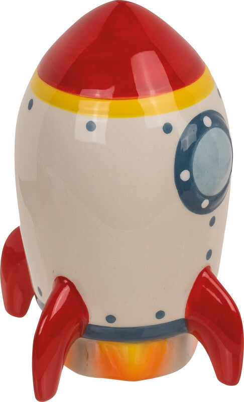 Out oft the blue Out of the Blue Spardose Rakete – Steingut, Mehrfarbig – 12,5 × 7 cm