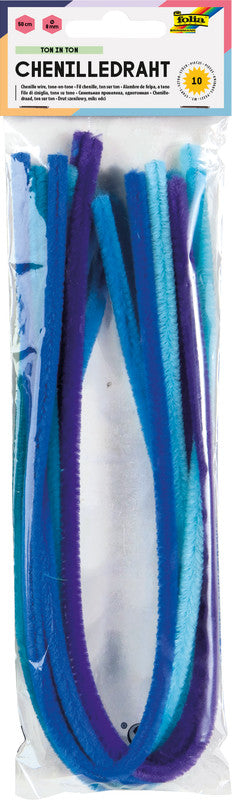 Folia Pfeifenputzer – Blau, 50 cm, Ø 8 mm, 10 Stück