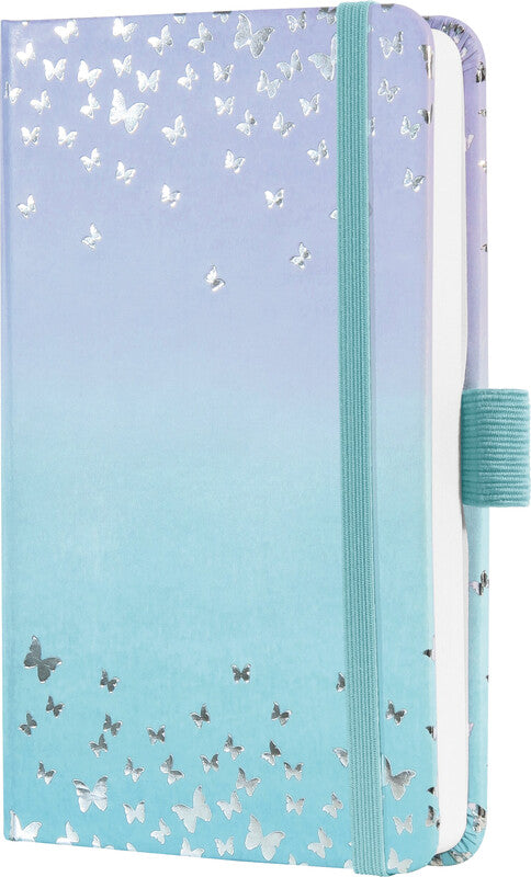 Sigel JOLIE Agenda – 1 Woche/2 Seiten, gebunden, A6, 2026, mehrsprachig, Butterfly Confetti Sky, FSC