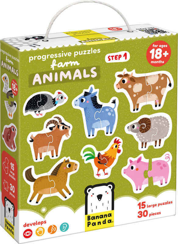 Banana panda Progressive Puzzles Bauernhoftiere – Logikspiel, 1 Spieler, ab 1,5 Jahren