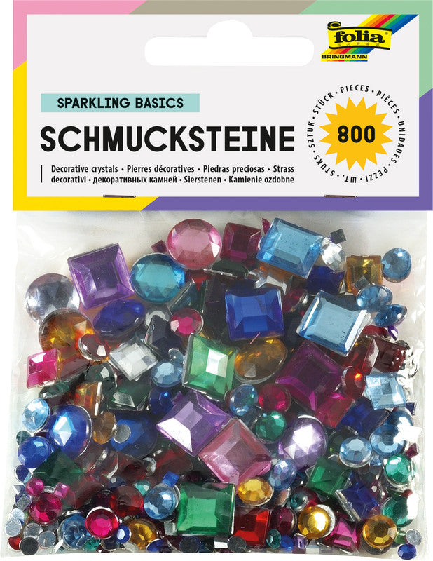 Folia Schmucksteine – sortiert, 800 Stück, Acryl
