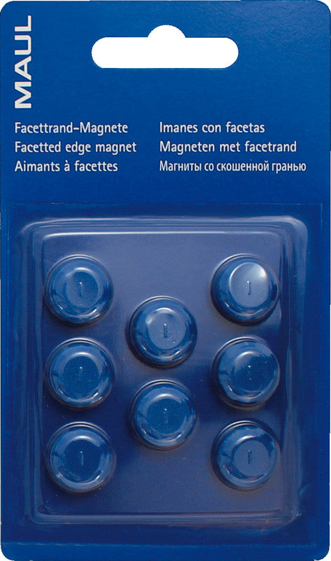 MAUL Starter-Kit, inkl. Rundmagnete, Ø 15 mm, H 7 mm, blau – für Whiteboards – 8er-Pack
