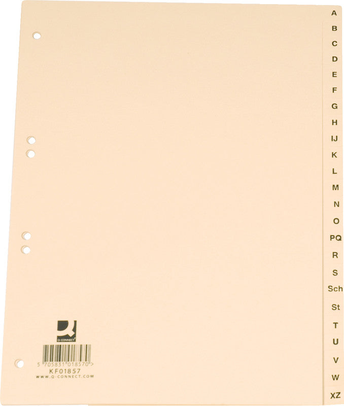 Q-connect Register – A4, 24-teilig, Papier, braun, vorgedruckt, 4-fach gelocht
