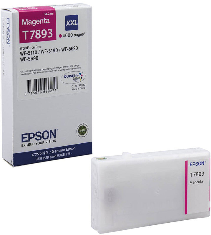 Epson Tintenpatrone T7893, Magenta, 4'000 Seiten – für Inkjetdrucker/Multifunktionsgeräte