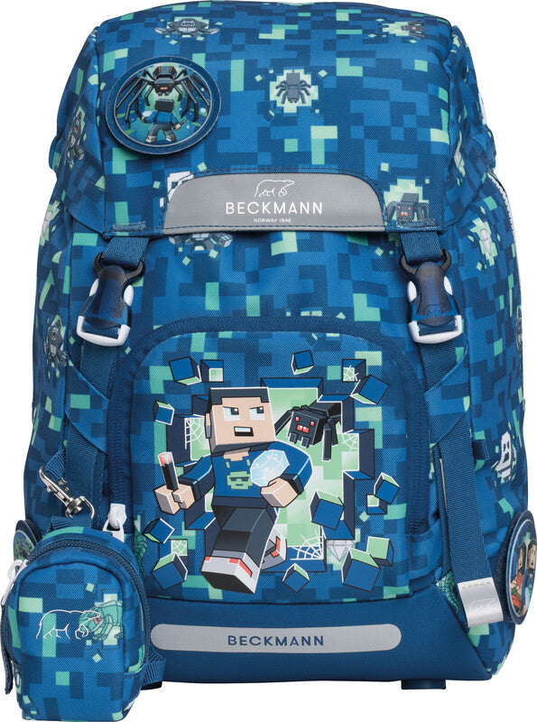 Beckmann Classic 1st – Schulrucksack, Spider Escape, 22 l, 24×37×25 cm, für Laptop bis 15", mit Wendetasche