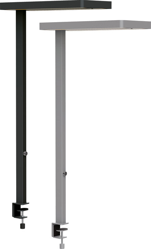 MAUL LED Tischleuchte – Klemmfuss, Bewegungssensor, dimmbar – 4000 K – 7'200 lm 80 W – Silber Aluminium