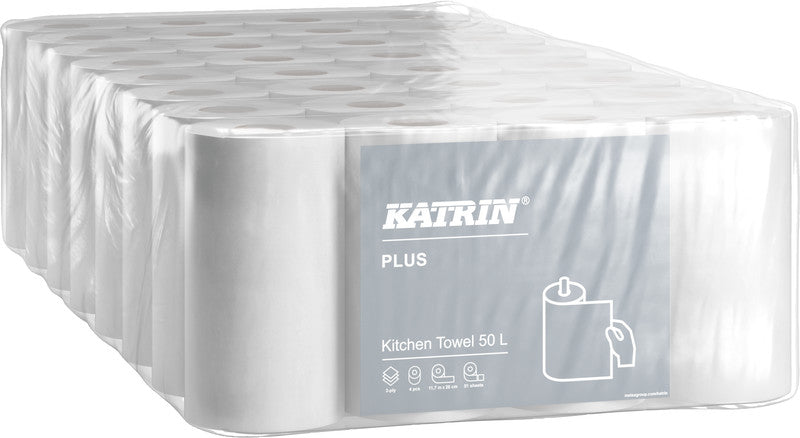 Katrin Handtuchrolle – 3-lagig, Papier, Weiss, 230 mm × 16,64 m, 4 Rollen