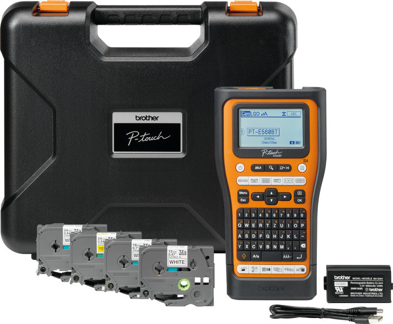 Brother E560BTSP – Beschriftungsgerät für TZe-Bänder 3,5–24 mm, USB, Bluetooth, Auto-Cutter