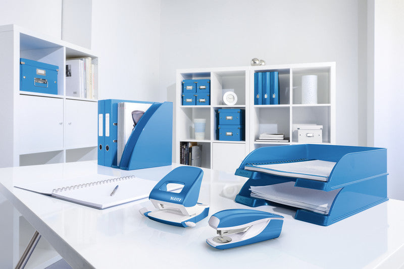Leitz NeXXt 5502 – Hefter, 30 Blatt, für 24/6, 26/6, Oberlademechanik, Einlegetiefe 38 mm, blau