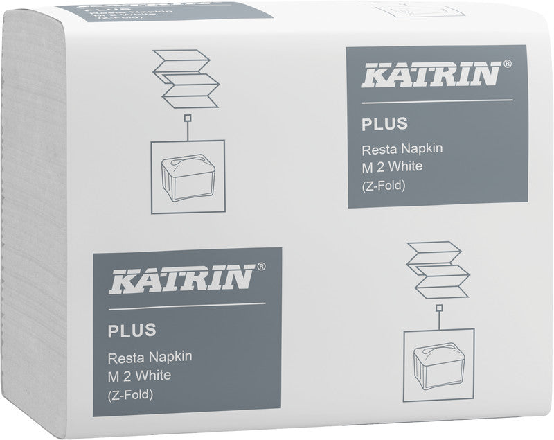 Katrin Servietten – 25,5 × 15,5 cm – 2-lagig, Tissue, weiss – 140 Stk., EU Ecolabel, Nordic Ecolabel
