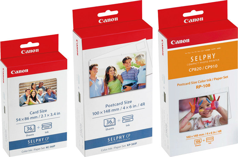 Canon Selphy Papier-Set – glänzend, 54 × 86 mm, 260 g/m², 18 Blätter, inkl. 1 × Farbband – für Canon Selphy