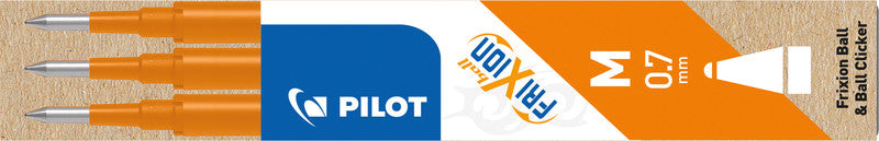 Pilot Rollerball-Mine für Ball, Clicker, LX + 1 weitere – orange, 0,7 mm, löschbar, geruchsarm, 3 Stk.
