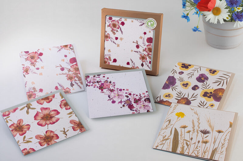 Hervorragend Grusskarte Blumen – 130 × 130 mm – mit Umschlägen, Papier, 5er Pack