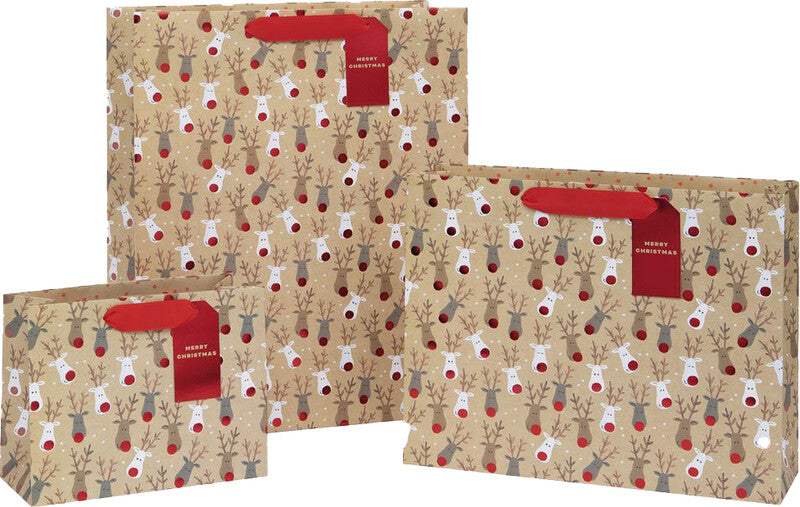 Glick Tragetasche – Reindeer Selfie, Weihnachten – Papier – 225 × 175 × 100 mm