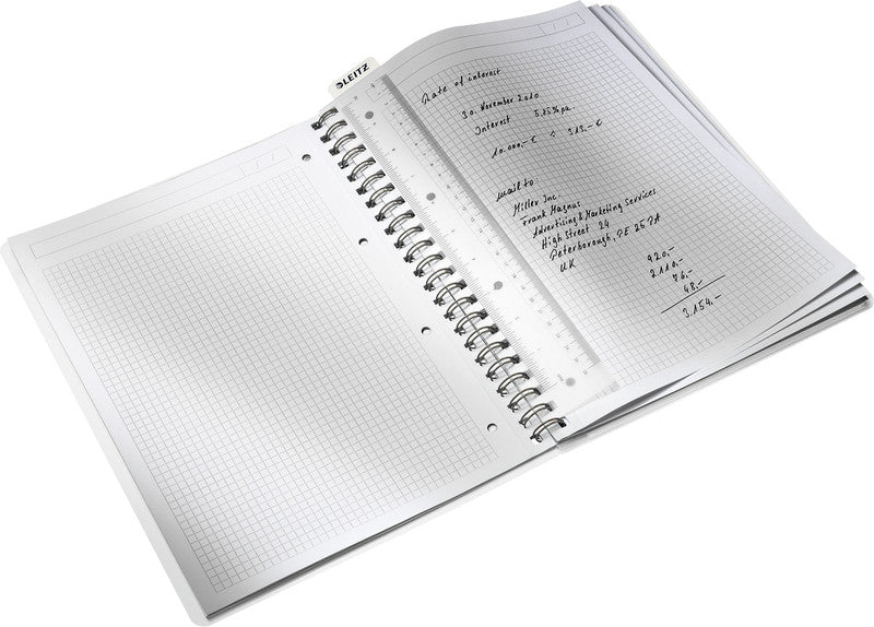 Leitz Collegeblock – A5 – 4-fach gelocht, mikroperforiert, Einstecktasche, Stiftschlaufe, weiss, FSC