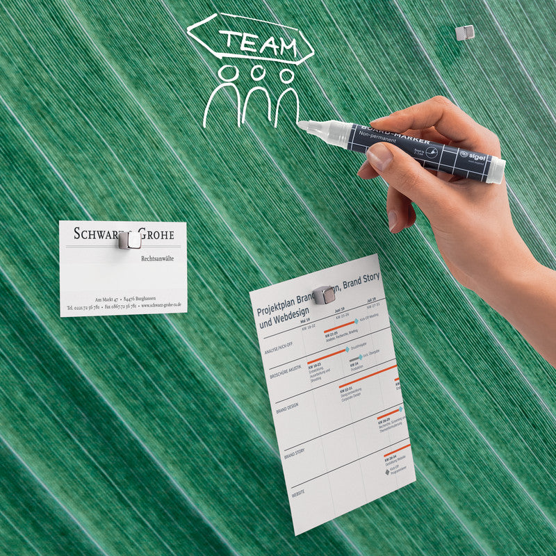 Sigel Whiteboard – 91 × 46 cm, Glas (matt), magnetisch, Wandmontage, inkl. Magnete, Montagesatz