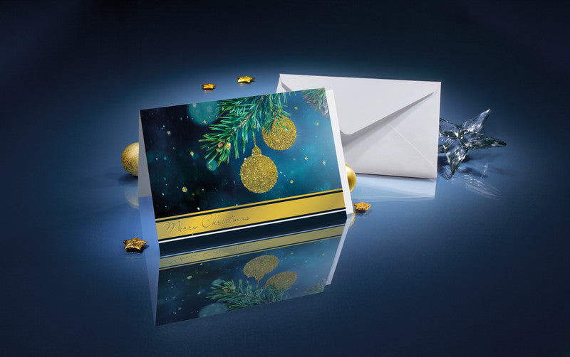 Sigel Weihnachtsgrusskarte (Goldener Glitzer) – A6 (105 × 148 mm) – mit Umschlägen, Edelkarton, 10er Pack
