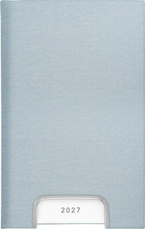 Biella Disponent Agenda – 1 Tag/Seite, gebunden, 10,1 × 16,0 cm, 2027, 1‑h‑Takt, mehrsprachig, hellblau, FSC