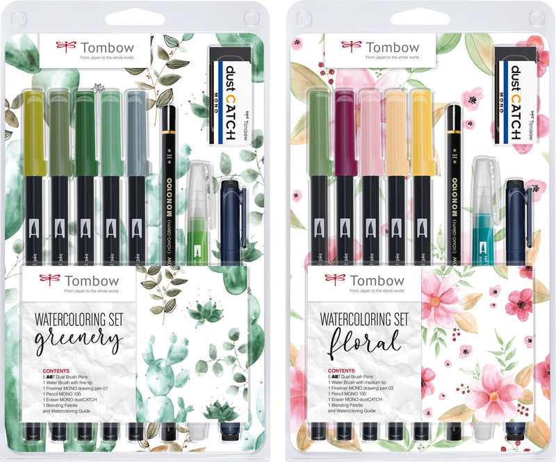 Tombow Watercoloring-Set Handlettering Greenery – 10-teilig