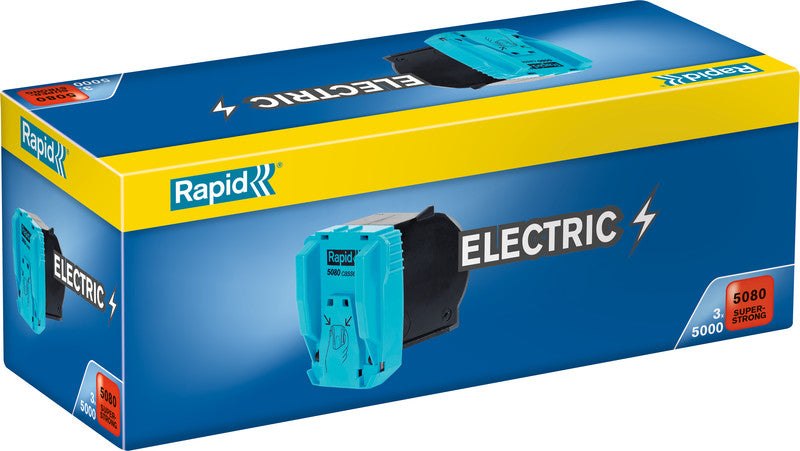 Rapid Heftklammernkassette – für Rapid 5080e – 5 mm, 80 Blatt – silber, Metall – 3×5000 Stk.