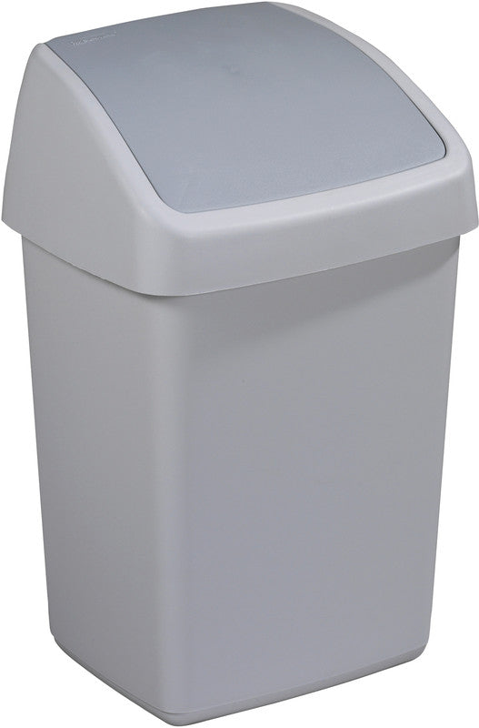Zwingo Tisch-Abfallbehälter – 10 l – mit Deckel – Kunststoff, grau – B × H × T 250 × 355 × 220 mm