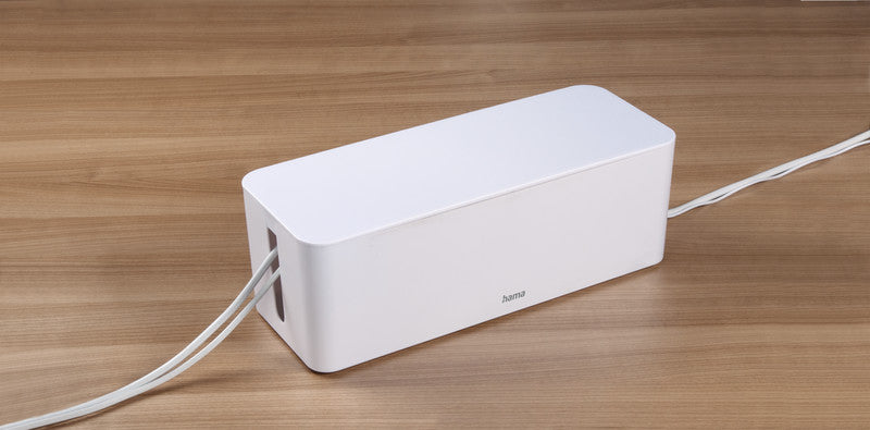 Hama Kabelbox – 406 × 156 mm, Kunststoff, Weiss, zuschneidbar, für Kabel bis Ø 20 mm