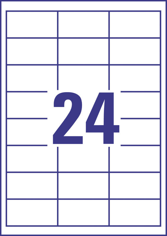 Avery Druckeretiketten, 65 mm × 34 mm, weiss, Papier, permanent, Packung 100 Blatt (2400 Etiketten)