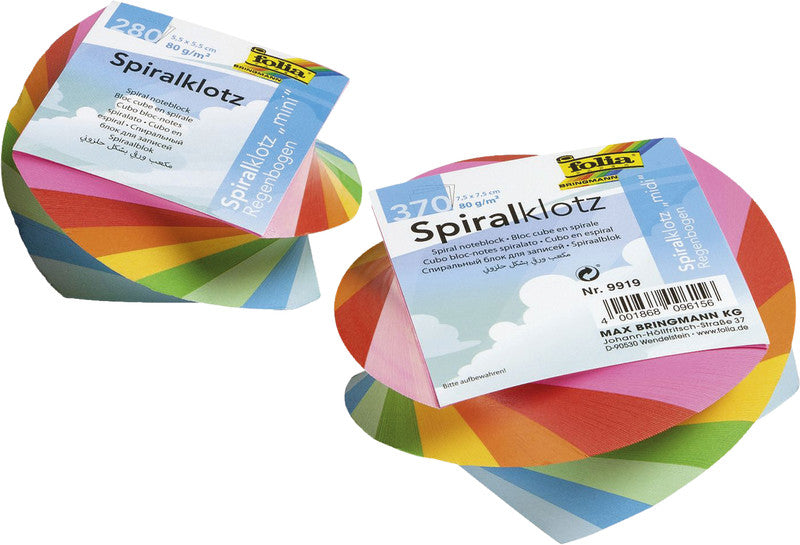 Folia Spiralzettelklotz, 55 × 55 mm, 280 Blatt, 80 g/m² – mehrfarbig